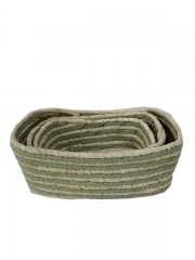 wholesale hand woven Square sea grass Corn Skin Storage Baskets maize husk wheat straw storage hamper basket