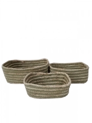 wholesale hand woven Square sea grass Corn Skin Storage Baskets maize husk wheat straw storage hamper basket