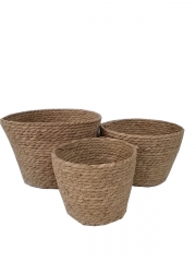 New Design Eco friendly Straw Woven Flower Pot Foldable Wholesale Grass Planter Plant Baskets for Garden Decoration