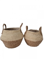 High Quality Natural Flower Plants Pots Straw Woven Wicker Seagrass Rattan Laundry Storage Belly Baskets