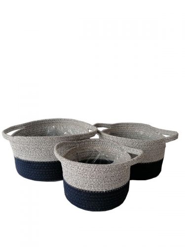 Eco-friendly collapsible cotton rope Woven Plants Basket Potted Plant Basket Custom Jute Rope Basket For Tree Flowers