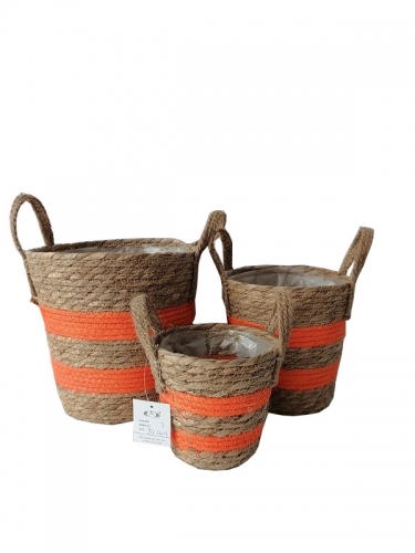 Seagrass hand woven toy storage basket woven flower pot straw basket for plants