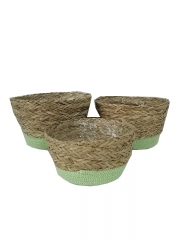 New Design Eco friendly Straw Woven Flower Pot Foldable Wholesale Grass Planter Plant Baskets for Garden Decoration