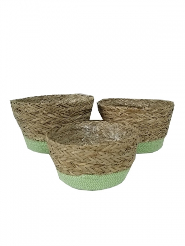 New Design Eco friendly Straw Woven Flower Pot Foldable Wholesale Grass Planter Plant Baskets for Garden Decoration