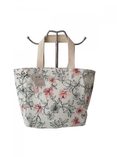 Wholesale Vintage Premium Fashion Ladies Flowers Printing Canvas Tote Bag Luxury Cotton Shopping Bag