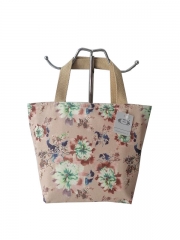 Wholesale Vintage Premium Fashion Ladies Flowers Printing Canvas Tote Bag Luxury Cotton Shopping Bag