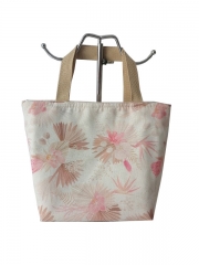 Wholesale Vintage Premium Fashion Ladies Flowers Printing Canvas Tote Bag Luxury Cotton Shopping Bag