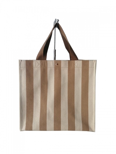 Women Striped Customized Cotton Canvas Bags Casual Large Handbag Canvas bag manufacturer