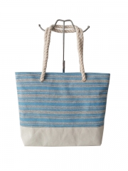 New Extra Large Capacity Beach Bag Elegant Ethnic-style Printed Cotton Canvas Women Tote Bag With Cotton Rope Handle