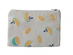 Hot Sale Custom Cotton Bags Wholesale Portable Eco Friendly Digital Print Small custom zip cotton pouch bag/Cosmetic Bag Makeup Bag With lining change purse