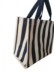 Women Striped Customized Cotton Canvas Bags Casual Large Handbag Canvas bag manufacturer