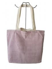 Geometric pattern printingPromotional natural cotton linen carry tote shoulder shopping bag