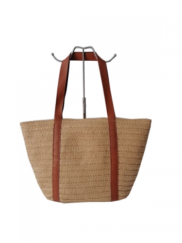 Custom Large Capacity Travel Swimming Woven Straw Bucket Bag Women Basket Beach Tote Bag