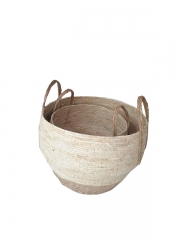 High Quality Natural Flower Plants Pots Straw Woven Wicker Seagrass Rattan Laundry Storage Belly Baskets