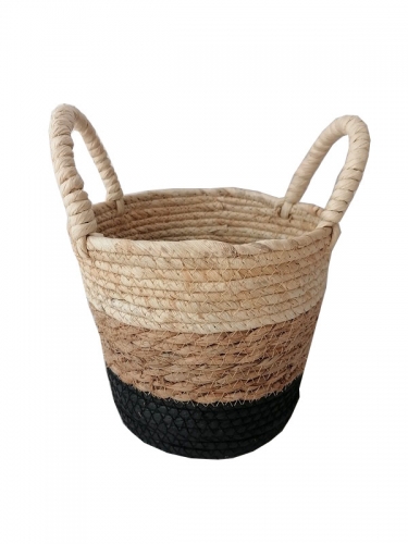 Eco Friendly Straw Woven Round Plant Basket Flower Plant Pots for Decorate