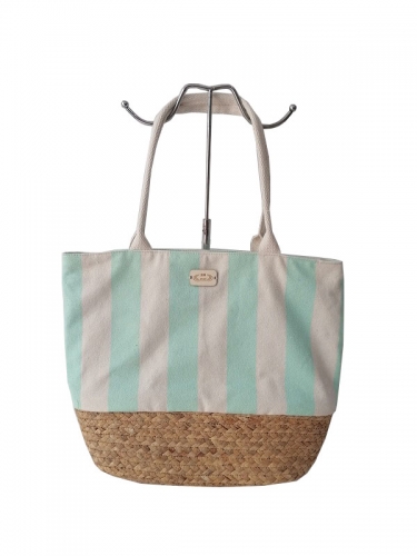 Designer Top Selling Boutique Cotton Beach Canvas Shopping Bag Fashion Women Canvas Tote Bag Custom Cotton Tote Bags For College with straw grass bottom