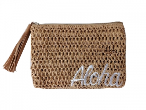 Wholesale custom straw clutch bags comfortable Fabric durable Makeup Bag For outdoor activities