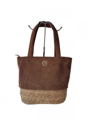 High Quality Durable Waterproof Canvas Beach Tote Bag with straw bottom