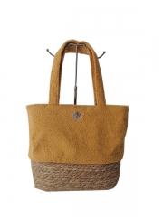 High Quality Durable Waterproof Canvas Beach Tote Bag with straw bottom