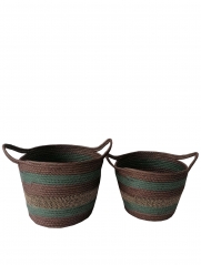 New Design Eco friendly Straw Woven Flower Pot Foldable Wholesale Grass Planter Plant Baskets for Garden Decoration