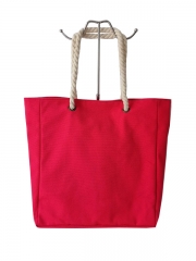 Custom Logo Oversized Thick red Beach Bag Reusable Shopping Weekend Everyday Cotton Canvas Bag With Rope Handle