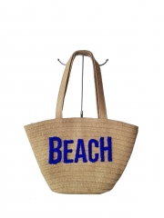 Custom Large Capacity Travel Swimming Woven Straw Bucket Bag Women Basket Beach Tote Bag