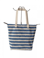 Women Beach Bags Waterproof Waterproof Sand proof Swim Pool Handbag Large Blue Stripe Canvas Tote Zipper Beach Bags