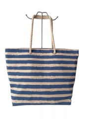 Women Beach Bags Waterproof Waterproof Sand proof Swim Pool Handbag Large Blue Stripe Canvas Tote Zipper Beach Bags