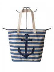 Women Beach Bags Waterproof Waterproof Sand proof Swim Pool Handbag Large Blue Stripe Canvas Tote Zipper Beach Bags