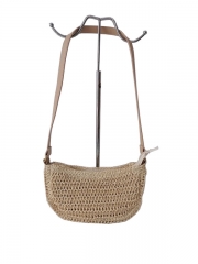 Factory customized logo Raffia straw tote shoulder handbag Polyester bag paper straw beach bag with PU handle