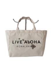 Cotton tote bag Custom printed LOGO with pocket and zipper simple shopping bag thick large canvas bag