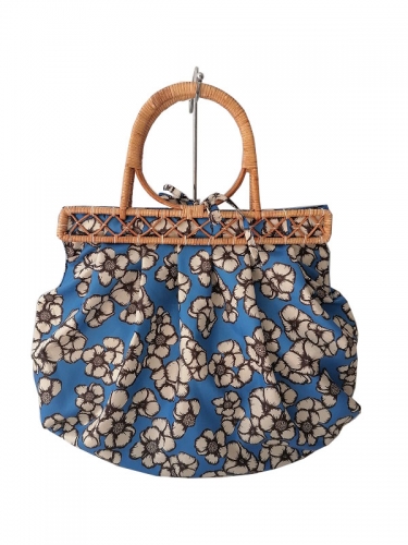 Polyester Tote Bag Custom Printing Summer Beach Bag Bamboo Handles Wooden Handles Handbags