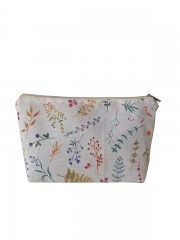 Custom Logo Toiletry Pouch All-Over Printing Travel Blank Plain Makeup Bag Cotton Canvas Cosmetic Bag With Zipper