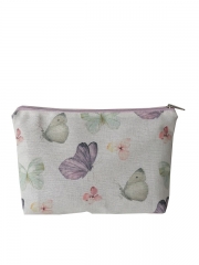 Custom Logo Toiletry Pouch All-Over Printing Travel Blank Plain Makeup Bag Cotton Canvas Cosmetic Bag With Zipper