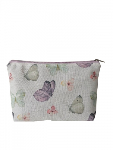 Custom Logo Toiletry Pouch All-Over Printing Travel Blank Plain Makeup Bag Cotton Canvas Cosmetic Bag With Zipper