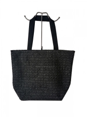 Wholesale customized logo Large Capacity Paper Rope Raffia straw tote shoulder handbag Polyester bag paper straw beach bag