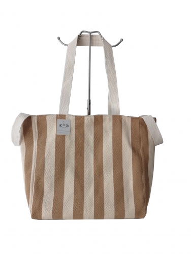 Women Striped Customized Cotton Canvas Bags Casual Large Handbag Canvas bag manufacturer