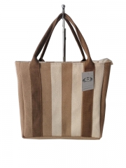 Women Striped Customized Cotton Canvas Bags Casual Large Handbag Canvas bag manufacturer