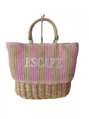 High quality woven by hand rattan bags best selling straw beach bag private brand wholesale