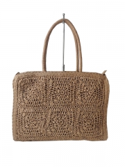 wholesale summer woman crochet letter straw paper handbag shoulder women tote beach bags