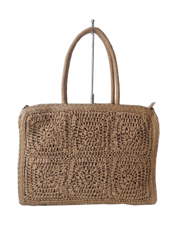 wholesale summer woman crochet letter straw paper handbag shoulder women tote beach bags