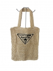 Custom Your Logo Designer Straw Tote Bag Eco-Friendly Paper Woven Shoulder Handbag Vacation Beach Bag