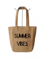 Wholesales Custom Logo Summer Straw Bag Shoulder Bag Soft Women Straw Beach Tote Bag