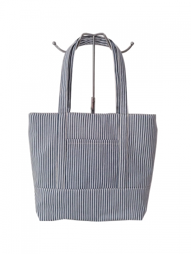 Simple Stripes Large Capacity Ladies Shoulder Handbags Canvas Striped Zipper Tote Bag Women