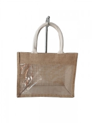 Reusable eco friendly laminated gift jute bag burlap linen beach bag hessian shopping tote handle bags with custom logo