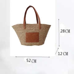 Handmade custom woven straw beach tote bag summer beach women handbags