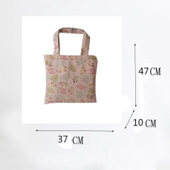 Geometric pattern printingPromotional natural cotton linen carry tote shoulder shopping bag