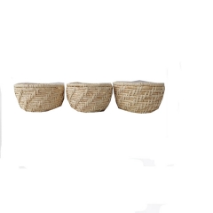 New Design Eco friendly Straw Woven Flower Pot Foldable Wholesale Grass Planter Plant Baskets for Garden Decoration