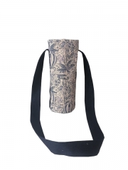 Canvas Water Bottle Carrier Bag Insulated Water Bottle Sleeve Holder with Adjustable Padded Shoulder Strap