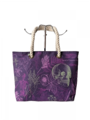 New Extra Large Capacity Beach Bag Elegant Ethnic-style Printed Cotton Canvas Women Tote Bag With Cotton Rope Handle